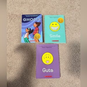 Scholastic Graphic Novels Trio - Blue, Green, Purple Covers